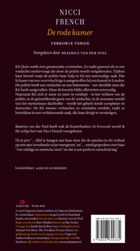 Achterkant van De rode kamer 4 CD'S