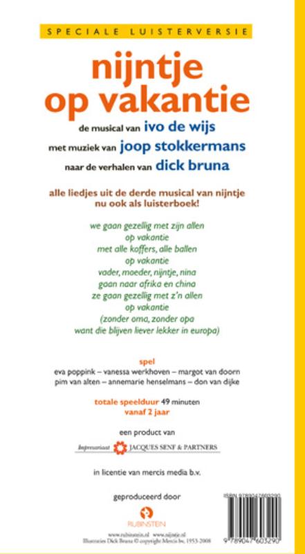Achterkant van Nijntje op vakantie - musical