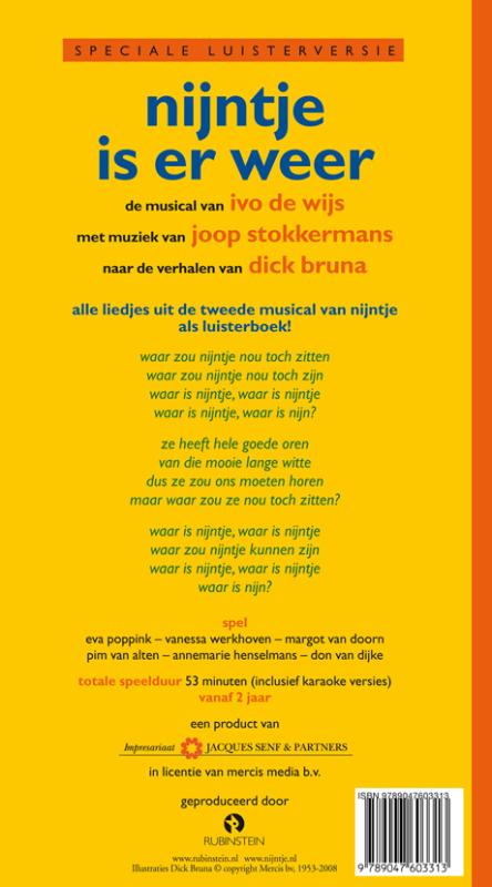 Achterkant van Nijntje is er weer de musical