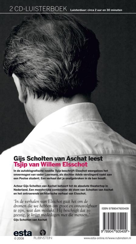 Achterkant van Gijs Scholten van Aschat leest Willem Elsschot