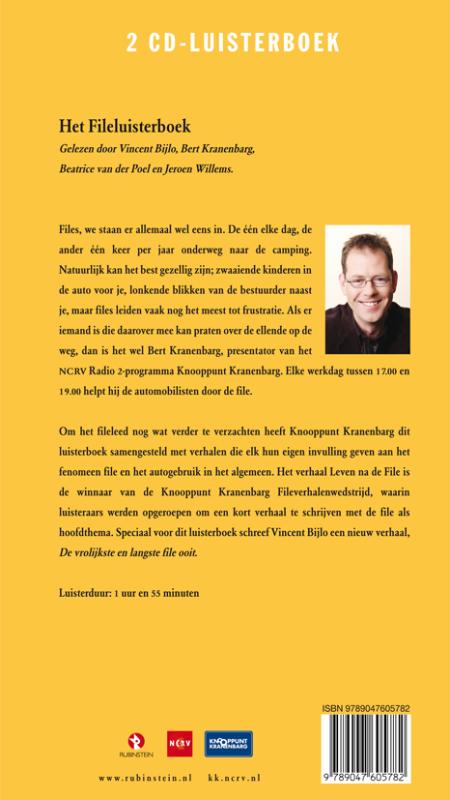 Achterkant van het File luisterboek