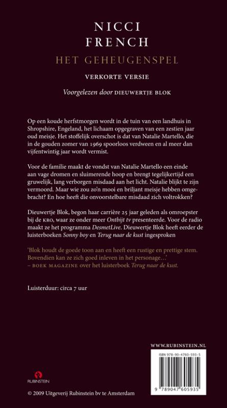 Achterkant van Het geheugenspel
