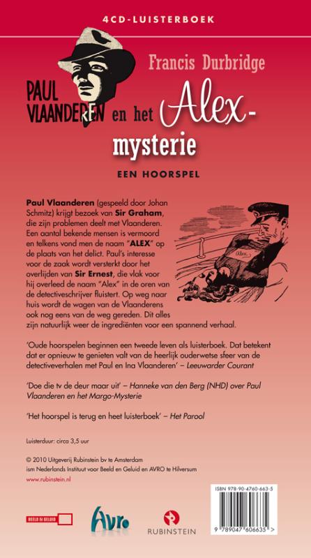 Achterkant van Paul Vlaanderen en het Alex Mysterie