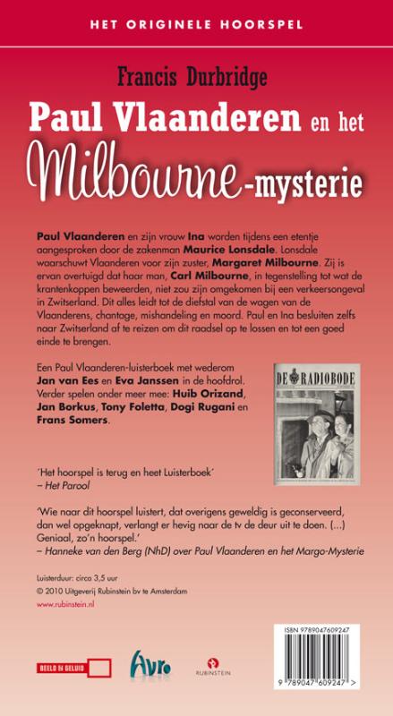 Achterkant van Paul Vlaanderen en het Milbourne Mysterie