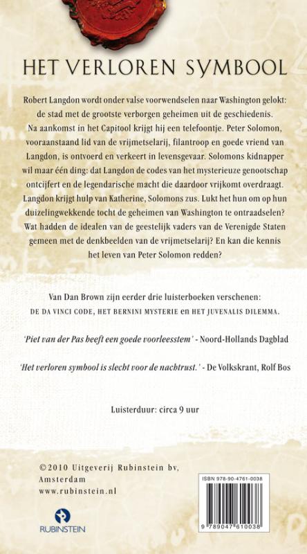 Achterkant van Het verloren symbool