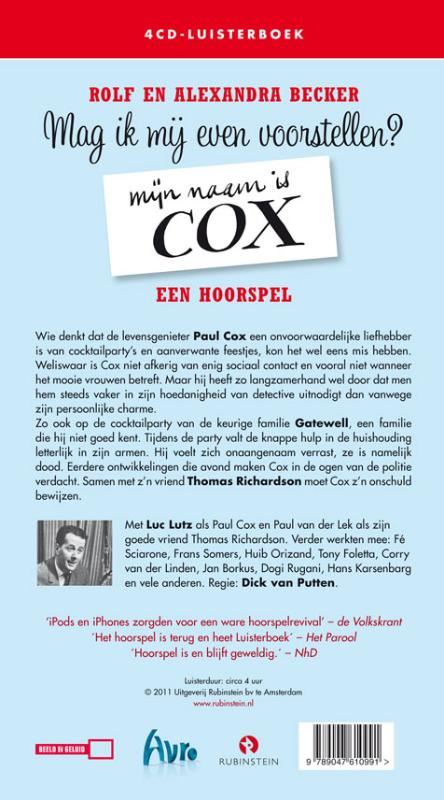 Achterkant van Mag ik mij even voorstellen? Mijn naam is Cox!