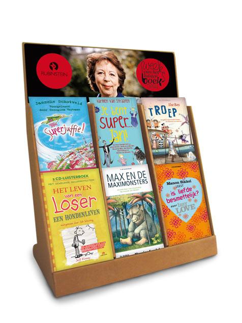 Achterkant van Display voor kinderen Week van het Luisterboek