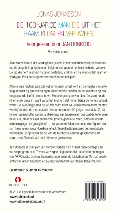 Achterkant van De 100-jarige man die uit het raam klom en verdween
