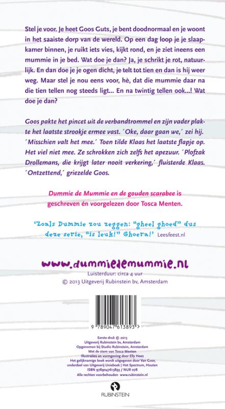 Achterkant van Dummie de mummie en de gouden scarabee