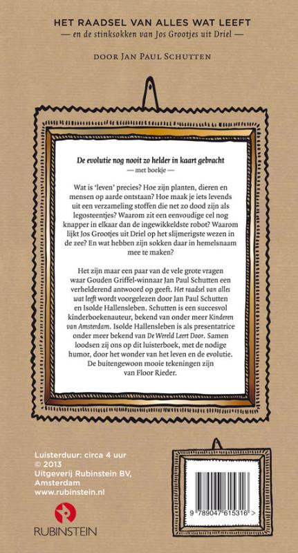 Achterkant van Het raadsel van alles wat leeft en de stinksokken van Jos Grootjes uit Driel
