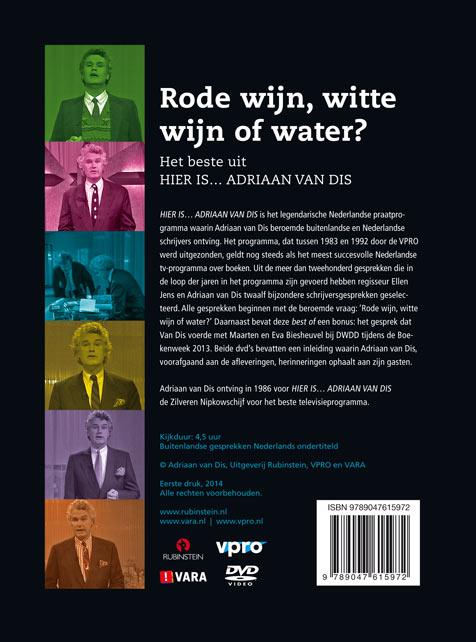 Achterkant van Rode wijn, witte wijn of water?