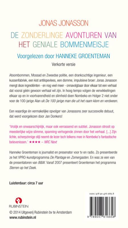 Achterkant van De zonderlinge avonturen van het geniale bommenmeisje