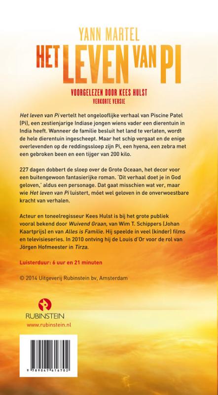Achterkant van Het leven van Pi