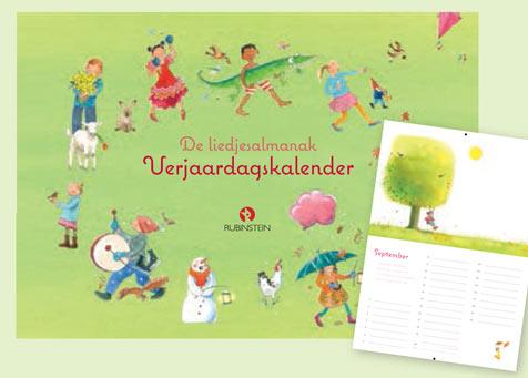 Achterkant van De liedjesalmanak verjaardagskalender