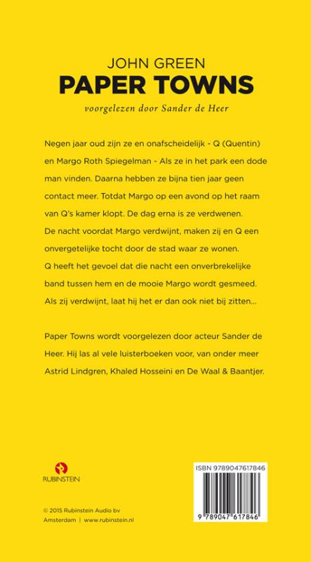 Achterkant van Paper towns