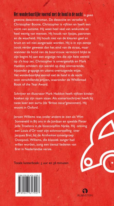Achterkant van Het wonderlijke voorval met de hond in de nacht nacht