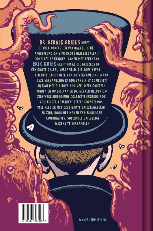 Achterkant van Dr. Gerald Gribus Grenzeloze Griezelgalerij