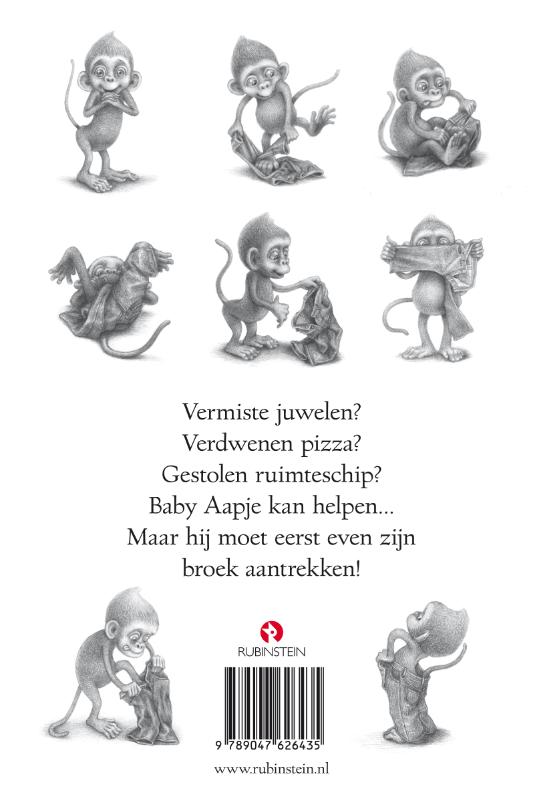 Achterkant van Baby Aapje, privé-detective