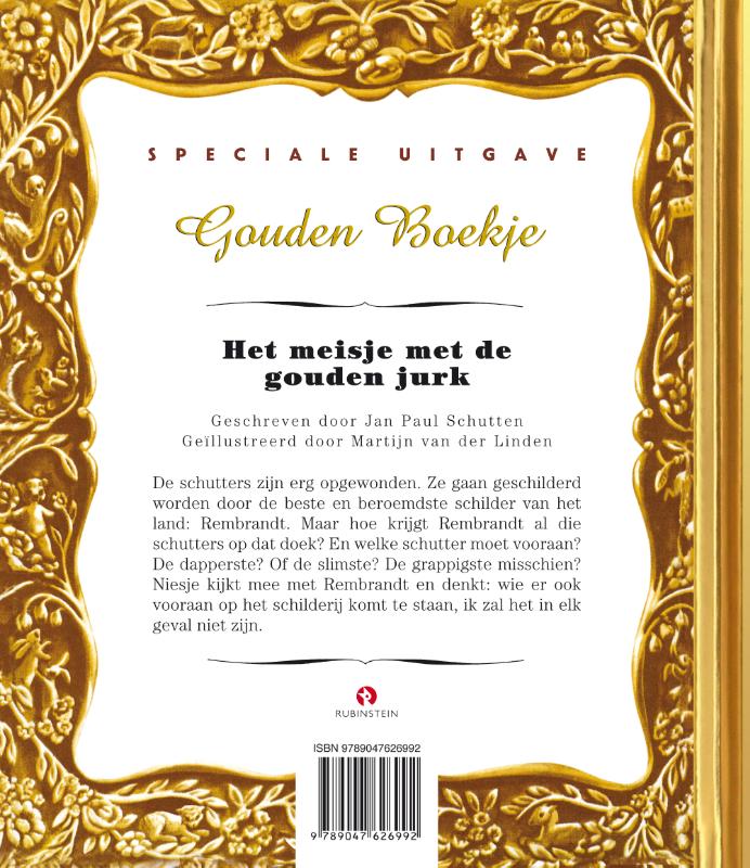 Achterkant van Het meisje met de gouden jurk