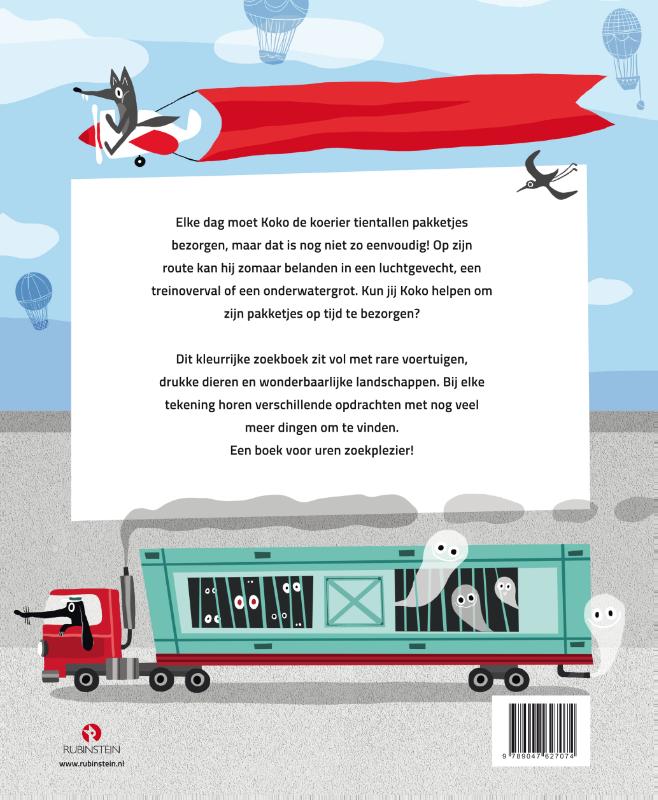 Achterkant van Koko de koerier