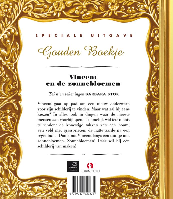 Achterkant van Vincent en de zonnebloemen