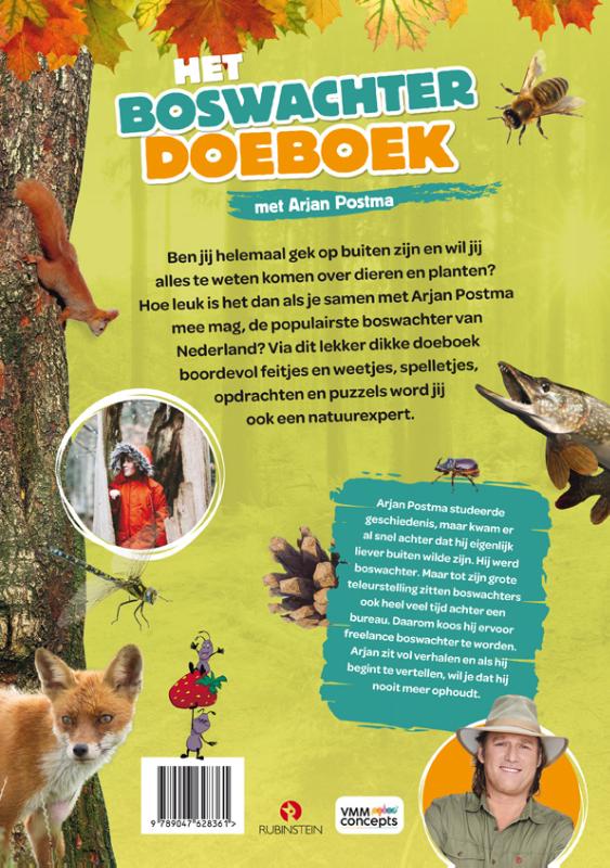 Achterkant van Boswachter doeboek met Arjan Postma