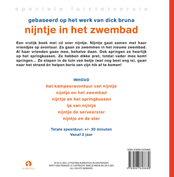 Achterkant van Nijntje in het zwembad