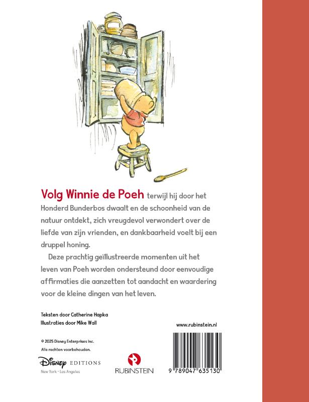 Achterkant van Winnie de Poeh. De kleine dingen van het leven