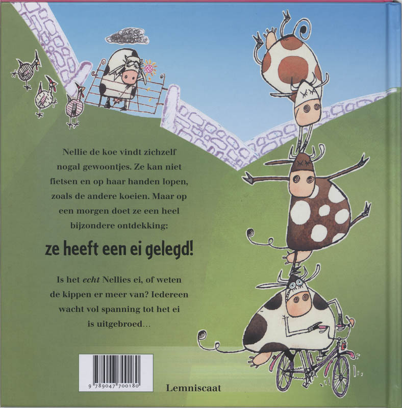 Achterkant van De koe die een ei legde