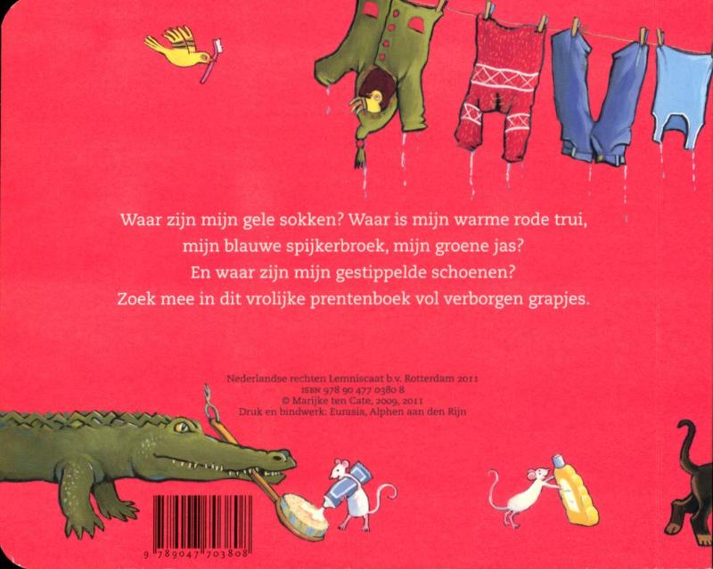 Achterkant van Waar is mijn sok
