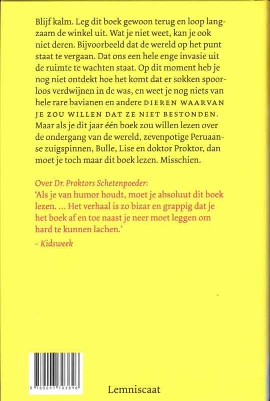 Achterkant van Dr. Proktor redt de wereld