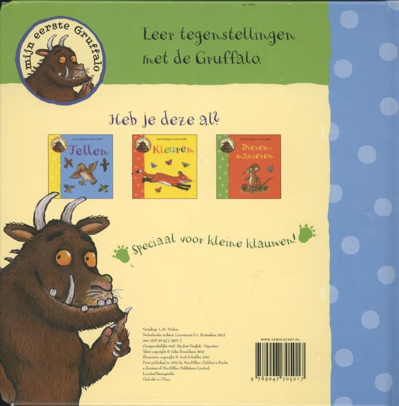 Achterkant van Tegenstellingen, mijn eerste gruffalo