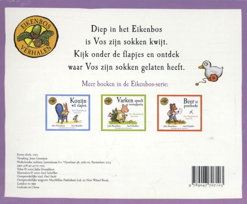 Achterkant van Vos zoekt zijn sokken