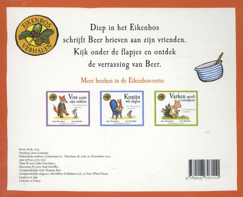 Achterkant van Beer is postbode