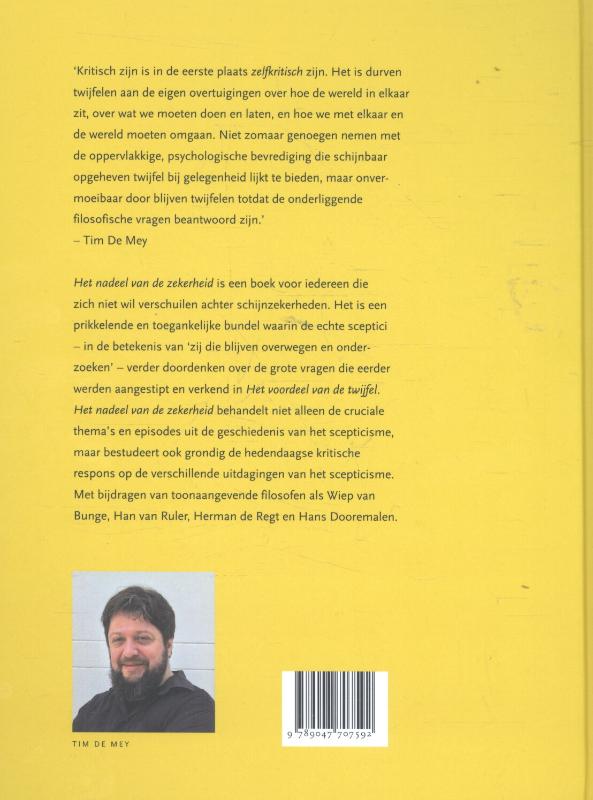 Achterkant van Het nadeel van de zekerheid