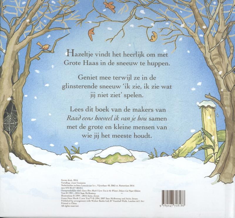 Achterkant van Raad eens hoeveel ik van je hou in de winter