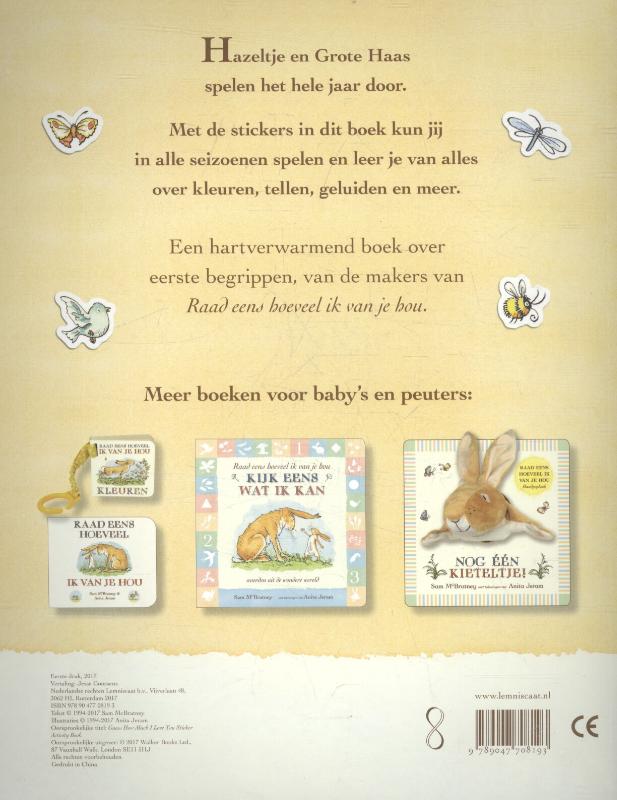 Achterkant van Stickerdoeboek Raad eens hoeveel ik van je hou