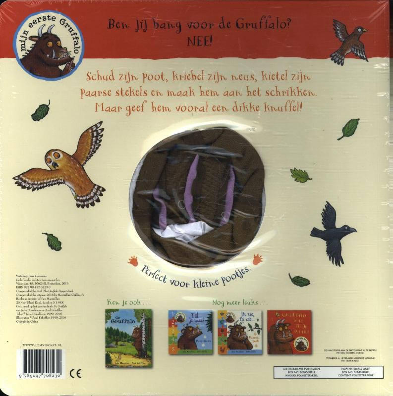 Achterkant van Wie is er bang voor de Gruffalo? Handpopboek