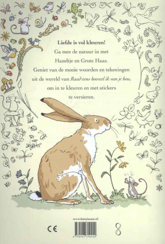 Achterkant van Kleurboek raad eens hoeveel ik van je hou