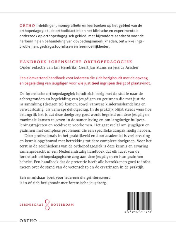Achterkant van Handboek Forensische orthopedagogiek