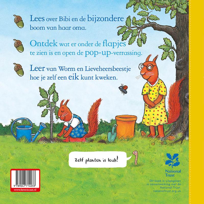 Achterkant van Bibi plant een boom