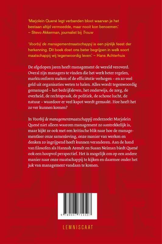 Achterkant van Voorbij de managementmaatschappij