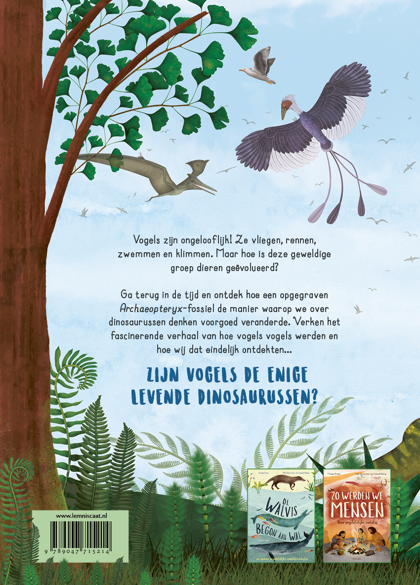 Achterkant van Toen dinosaurussen de lucht in gingen