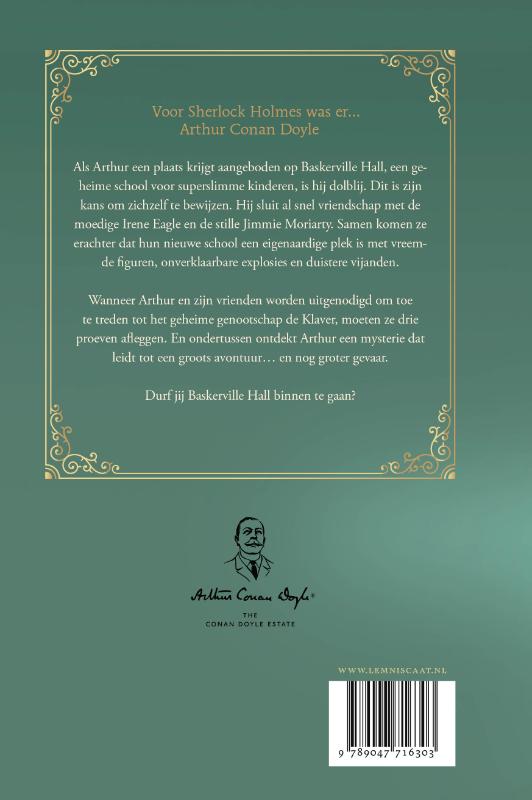 Achterkant van Het onwaarschijnlijke verhaal van Baskerville Hall