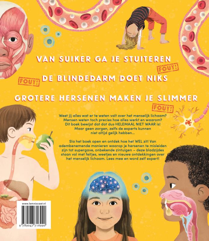 Achterkant van Alles wat je weet over het menselijk lichaam is FOUT
