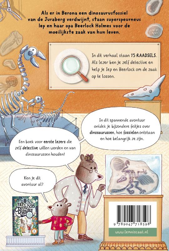 Achterkant van Iep en Beerlock Holmes. De zaak van het dinosaurusfossiel