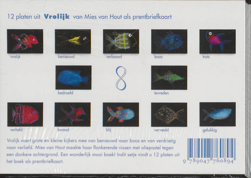 Achterkant van 12 Prentbriefkaarten Vrolijk
