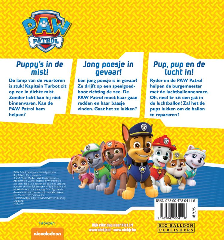 Achterkant van PAW Patrol Omnibus met 3 verhalen