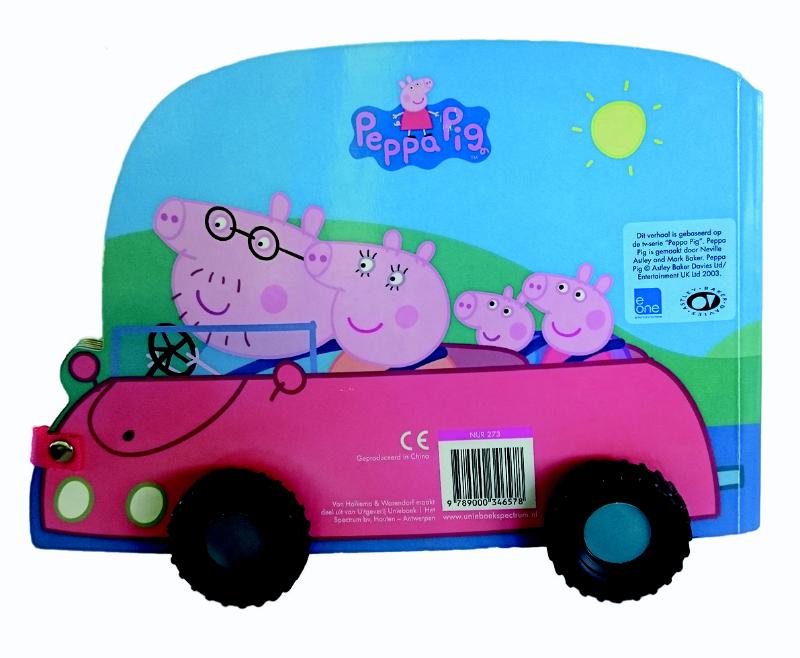 Achterkant van Peppa's rode auto