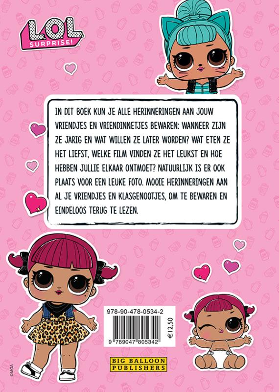 Achterkant van L.O.L. Surprise! Vriendenboek